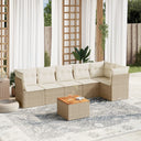 vidaXL 7-delige Loungeset met kussens poly rattan zwart