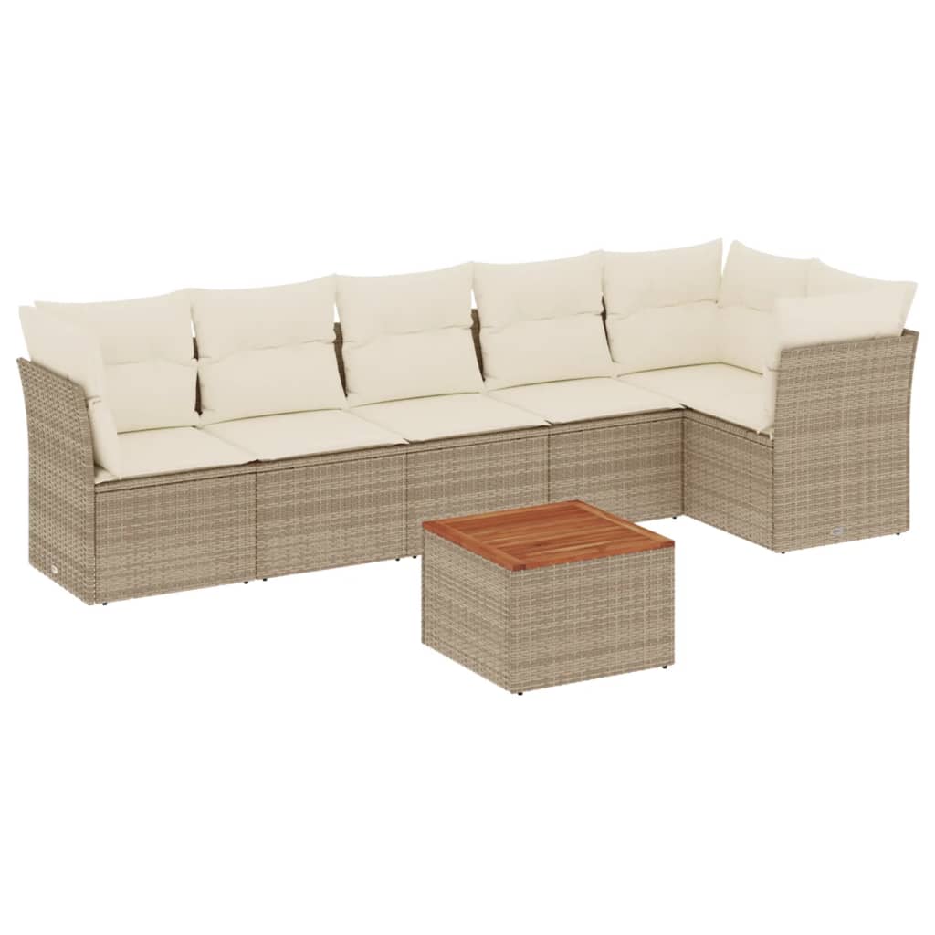 vidaXL 7-delige Loungeset met kussens poly rattan zwart