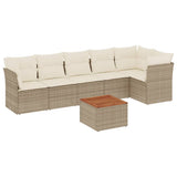 vidaXL 7-delige Loungeset met kussens poly rattan zwart