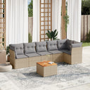 vidaXL 7-delige Loungeset met kussens poly rattan zwart