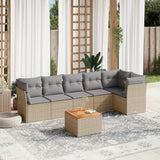 vidaXL 7-delige Loungeset met kussens poly rattan zwart