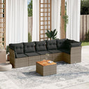 vidaXL 7-delige Loungeset met kussens poly rattan zwart