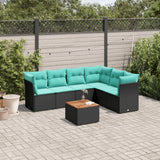 vidaXL 7-delige Loungeset met kussens poly rattan grijs