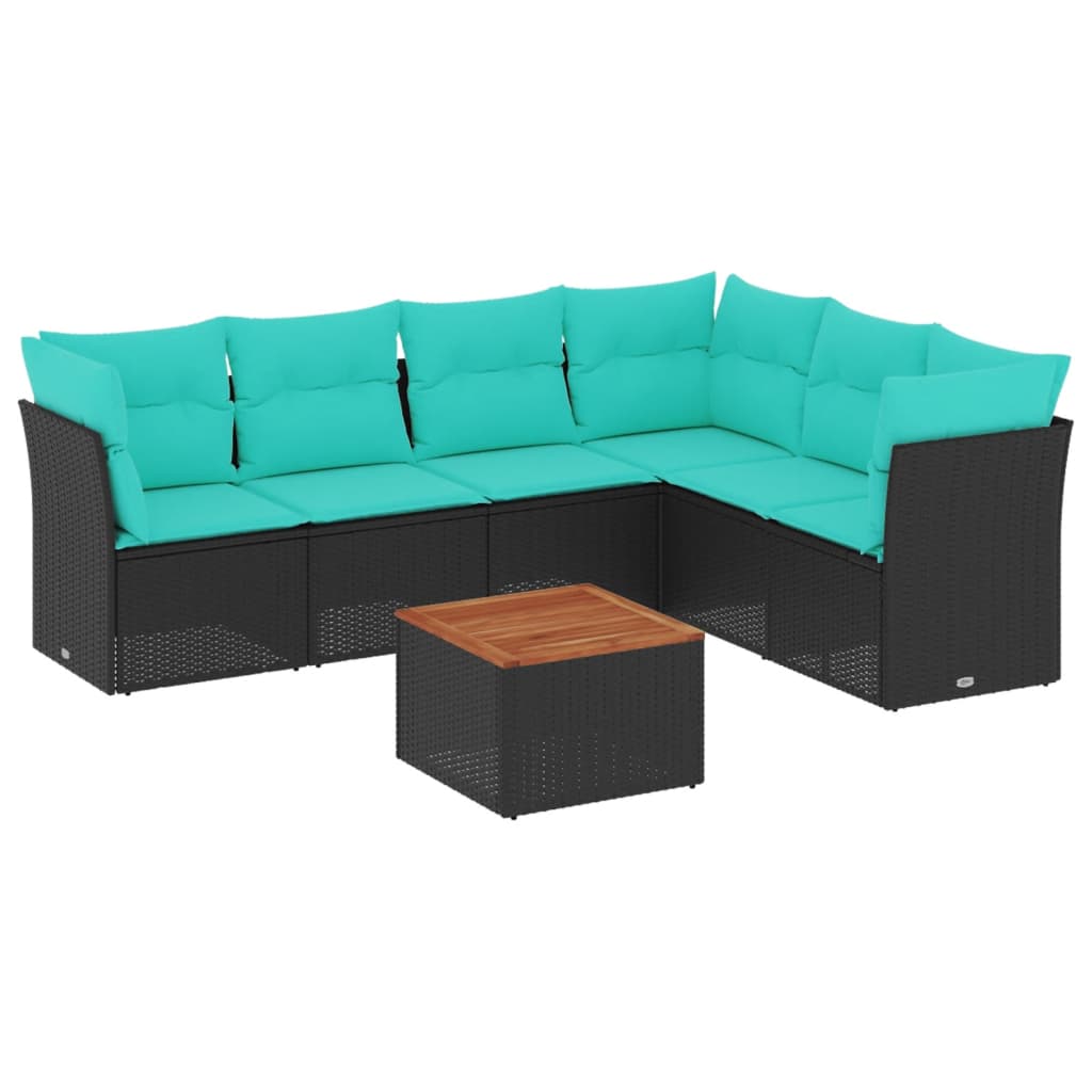 vidaXL 7-delige Loungeset met kussens poly rattan grijs