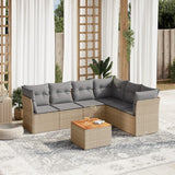 vidaXL 7-delige Loungeset met kussens poly rattan zwart