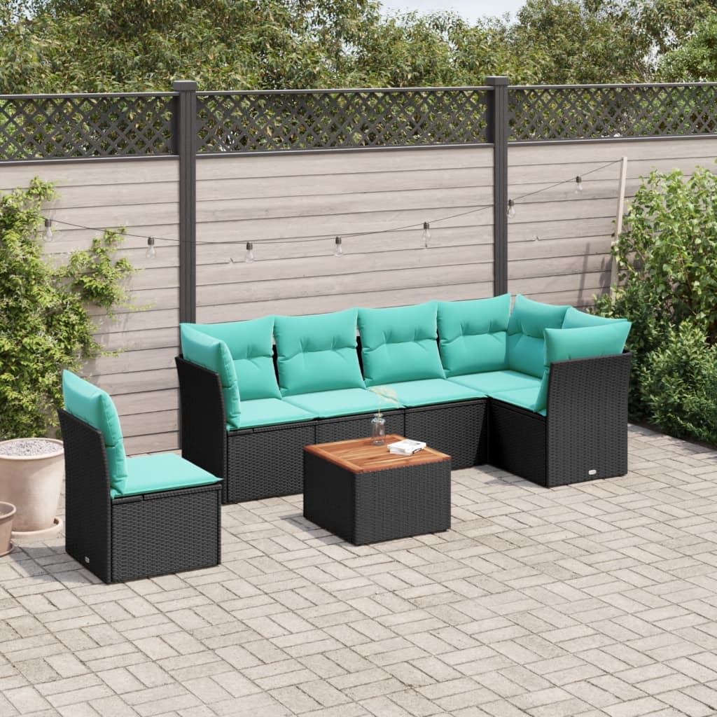 vidaXL 7-delige Loungeset met kussens poly rattan grijs