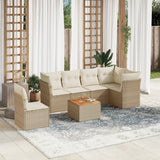 vidaXL 7-delige Loungeset met kussens poly rattan zwart