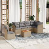 vidaXL 7-delige Loungeset met kussens poly rattan zwart