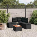 vidaXL 6-Piece Lounge Set with Cushions Poly Rattan Black