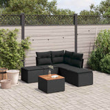 vidaXL 6-Piece Lounge Set with Cushions Poly Rattan Black
