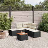 vidaXL 6-Piece Lounge Set with Cushions Poly Rattan Black