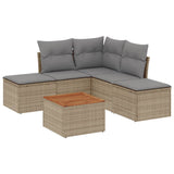 vidaXL 6-Piece Lounge Set with Cushions Poly Rattan Black