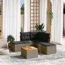 vidaXL 6-Piece Lounge Set with Cushions Poly Rattan Black