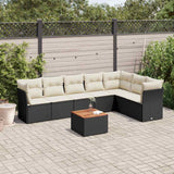 vidaXL 8-delige Loungeset met kussens poly rattan zwart
