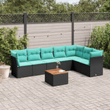 vidaXL 8-delige Loungeset met kussens poly rattan zwart