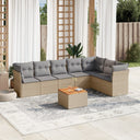 vidaXL 8-delige Loungeset met kussens poly rattan zwart