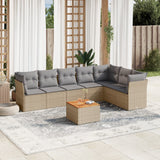 vidaXL 8-delige Loungeset met kussens poly rattan zwart