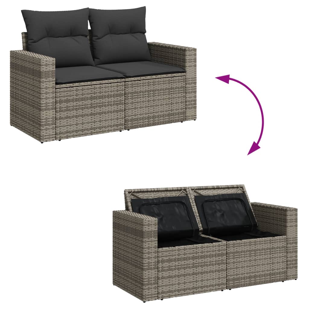 vidaXL 8-delige Loungeset met kussens poly rattan zwart