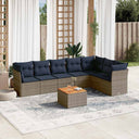 vidaXL 8-delige Loungeset met kussens poly rattan zwart