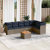 vidaXL 8-delige Loungeset met kussens poly rattan zwart