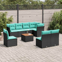 vidaXL 9-delige Loungeset met kussens poly rattan grijs