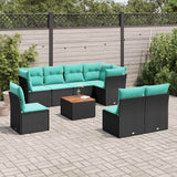 vidaXL 9-delige Loungeset met kussens poly rattan grijs