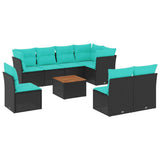 vidaXL 9-delige Loungeset met kussens poly rattan grijs