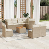 vidaXL 9-delige Loungeset met kussens poly rattan zwart