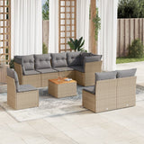 vidaXL 9-delige Loungeset met kussens poly rattan zwart