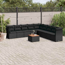 vidaXL 10-Piece Lounge Set with Cushions Poly Rattan Black