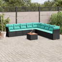 vidaXL 10-Piece Lounge Set with Cushions Poly Rattan Black