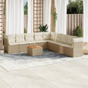 vidaXL 10-Piece Lounge Set with Cushions Poly Rattan Black