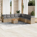 vidaXL 10-Piece Lounge Set with Cushions Poly Rattan Black
