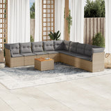 vidaXL 10-Piece Lounge Set with Cushions Poly Rattan Black