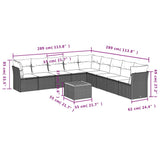 vidaXL 10-Piece Lounge Set with Cushions Poly Rattan Black