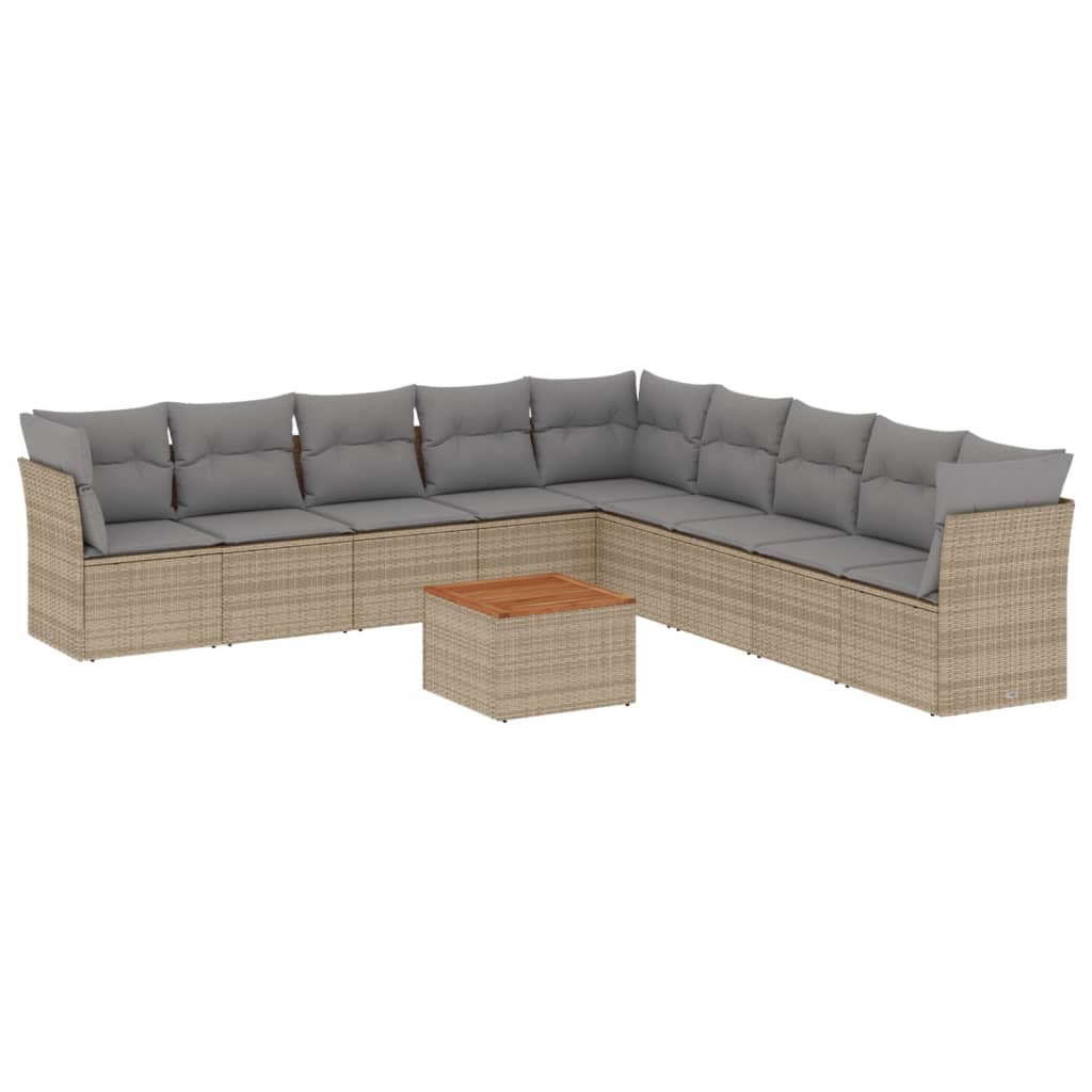 vidaXL 10-Piece Lounge Set with Cushions Poly Rattan Black
