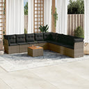 vidaXL 10-Piece Lounge Set with Cushions Poly Rattan Black