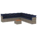 vidaXL 10-Piece Lounge Set with Cushions Poly Rattan Black