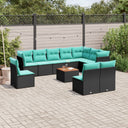 vidaXL 11-delige Loungeset met kussens poly rattan zwart