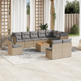 vidaXL 11-delige Loungeset met kussens poly rattan zwart