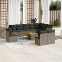 vidaXL 11-delige Loungeset met kussens poly rattan zwart