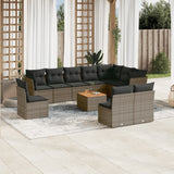 vidaXL 11-delige Loungeset met kussens poly rattan zwart