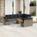 vidaXL 11-delige Loungeset met kussens poly rattan zwart