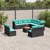 vidaXL 12-delige Loungeset met kussens poly rattan grijs