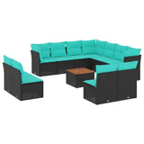 vidaXL 12-delige Loungeset met kussens poly rattan grijs