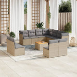 vidaXL 12-delige Loungeset met kussens poly rattan zwart