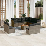 vidaXL 12-delige Loungeset met kussens poly rattan zwart