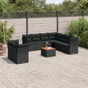 vidaXL 10-Piece Lounge Set with Cushions Poly Rattan Black
