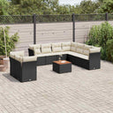 vidaXL 10-Piece Lounge Set with Cushions Poly Rattan Black