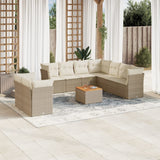 vidaXL 10-Piece Lounge Set with Cushions Poly Rattan Black